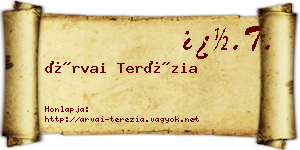 Árvai Terézia névjegykártya